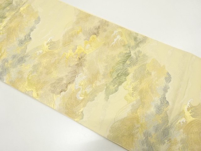 JAPANESE KIMONO / FUKURO OBI / WOVEN ROUGH WAVE 